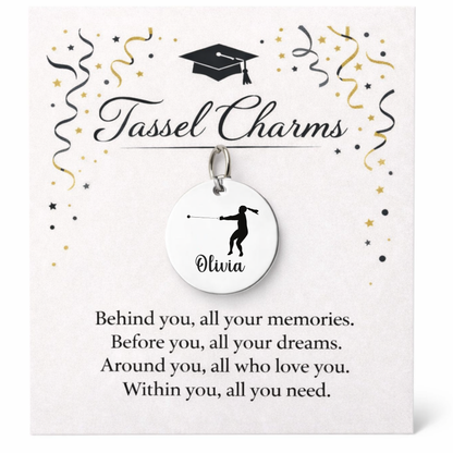 Hammer Throw Engraved Tassel Charm