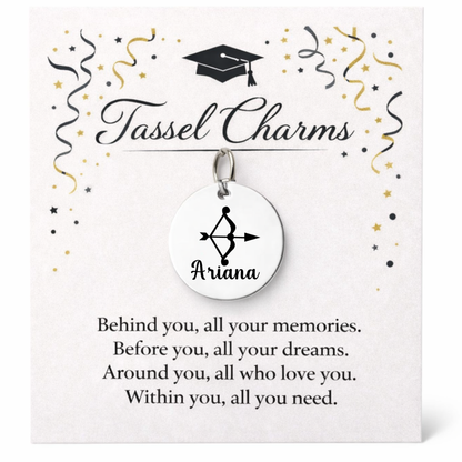 Archery Engraved Graduation Tassel Charm