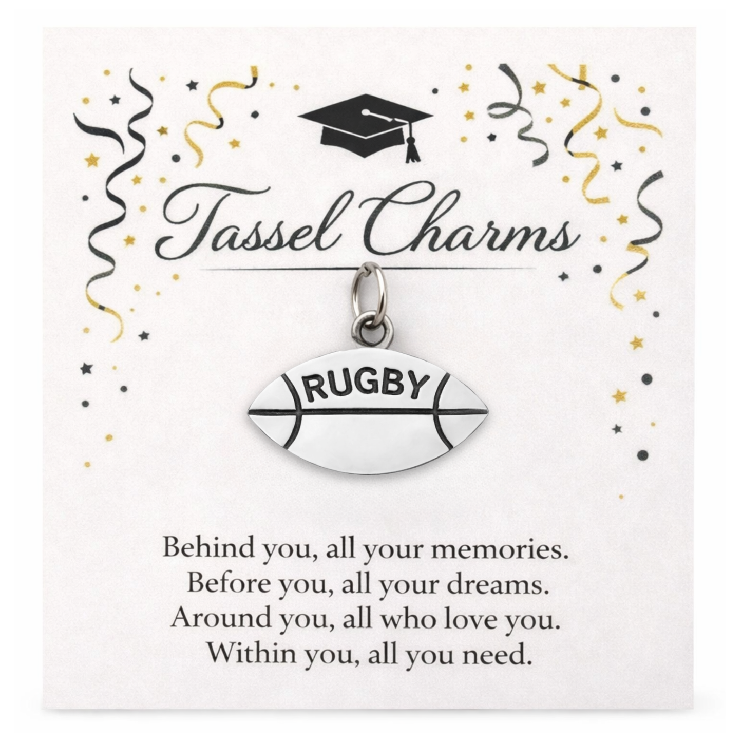 Rugby Graduation Tassel Charm
