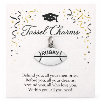 Rugby Graduation Tassel Charm