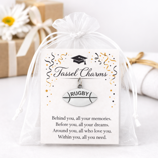 Rugby Graduation Tassel Charm