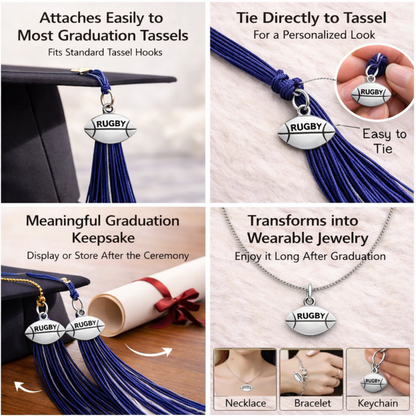 Rugby Graduation Tassel Charm