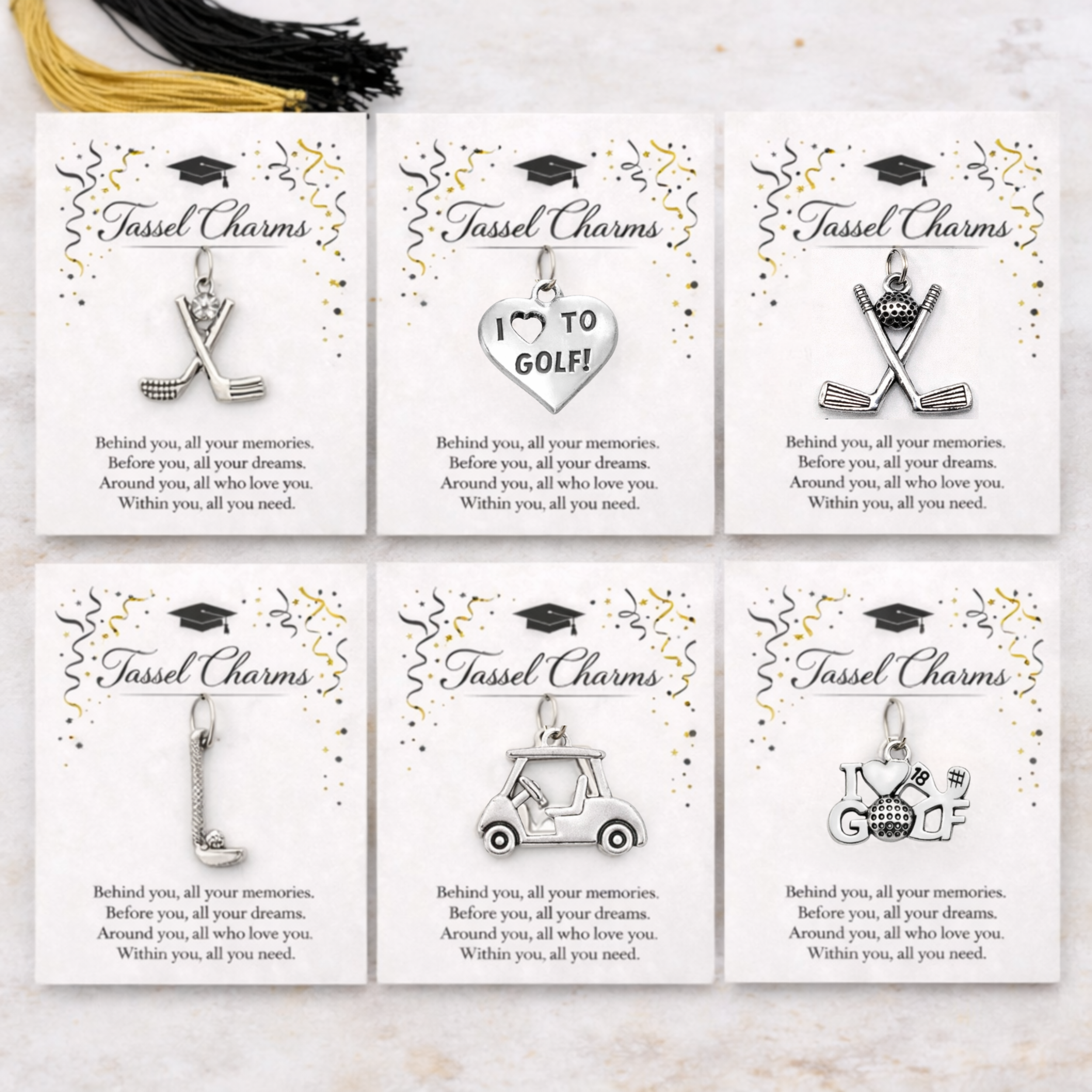 Golf Graduation Tassel Charm