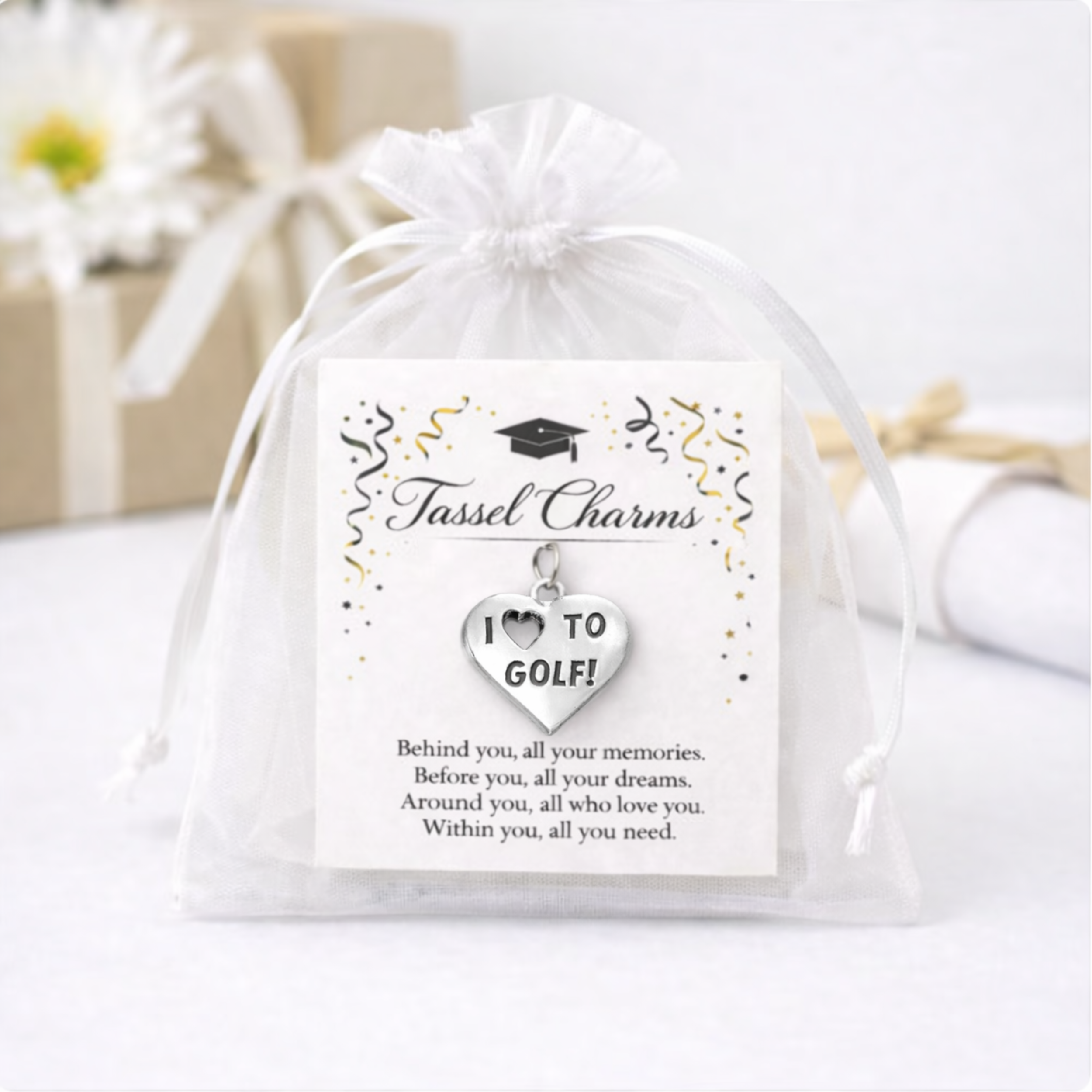 Golf Graduation Tassel Charm