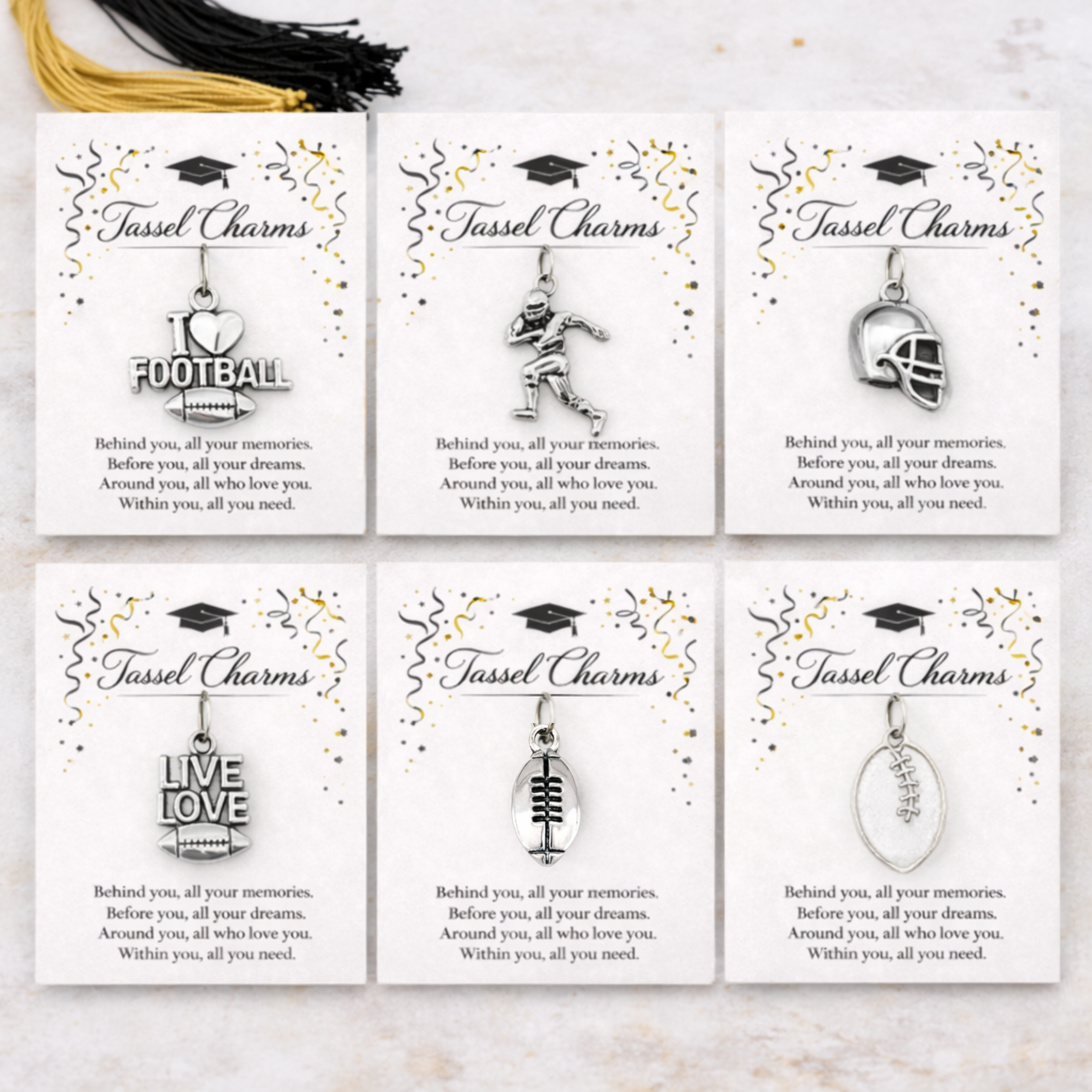 Football Graduation Tassel Charm