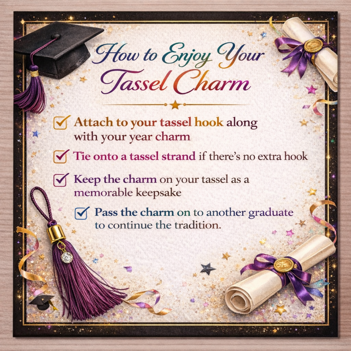 Rugby Graduation Tassel Charm