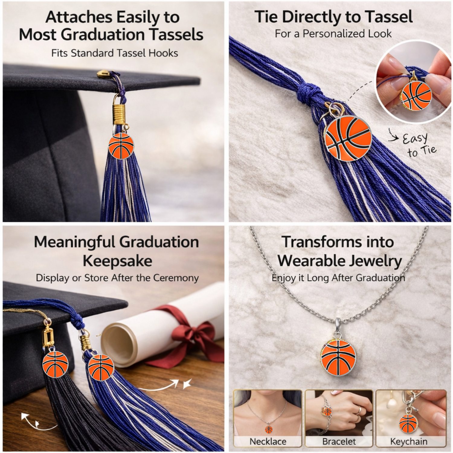 Basketball Graduation Tassel Charm