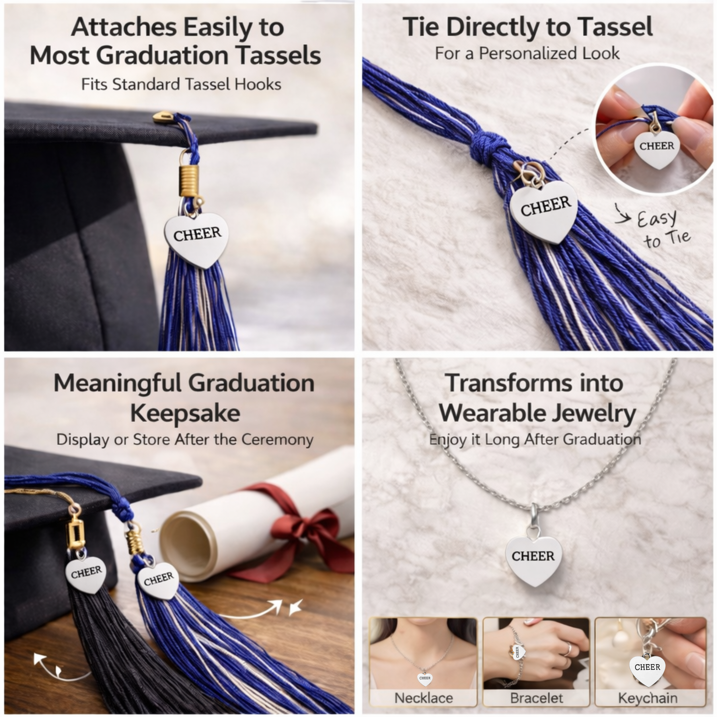 Cheer Gold Graduation Tassel Charm