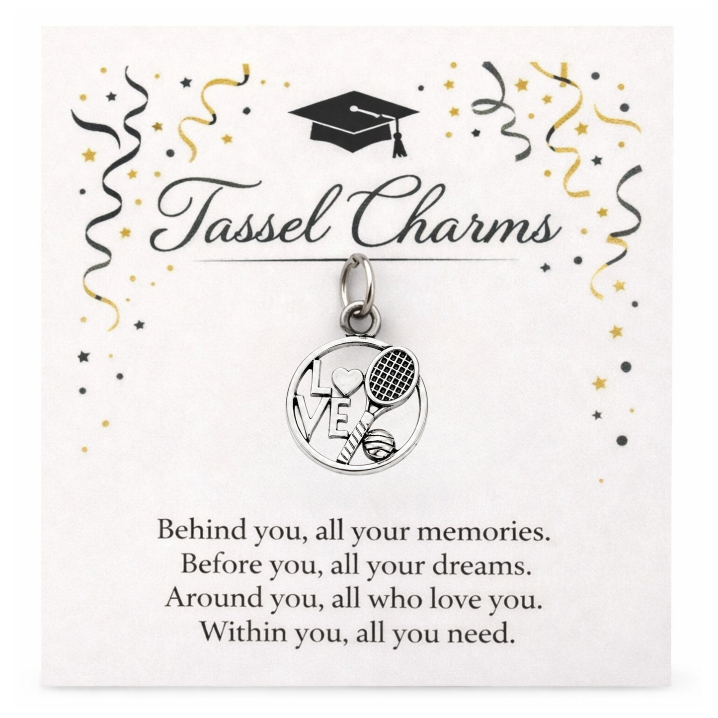 Tennis Graduation Tassel Charm