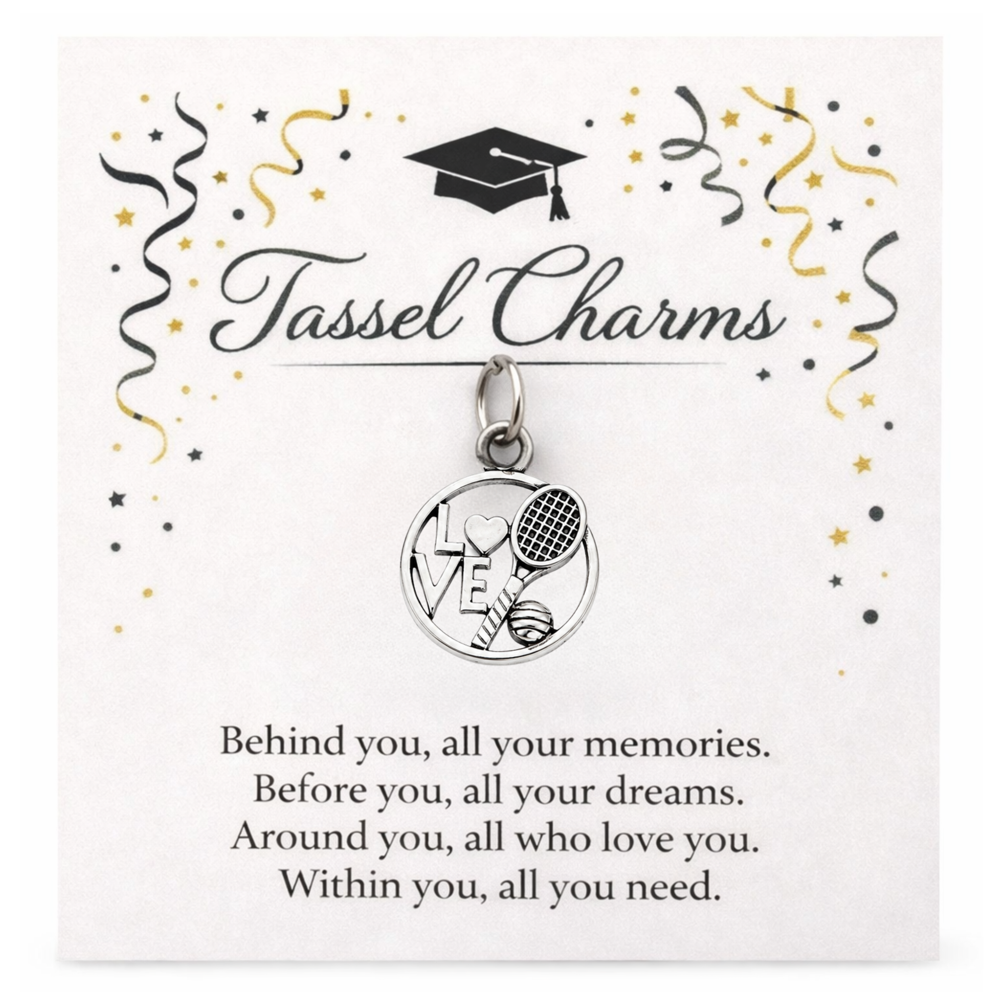 Tennis Graduation Tassel Charm