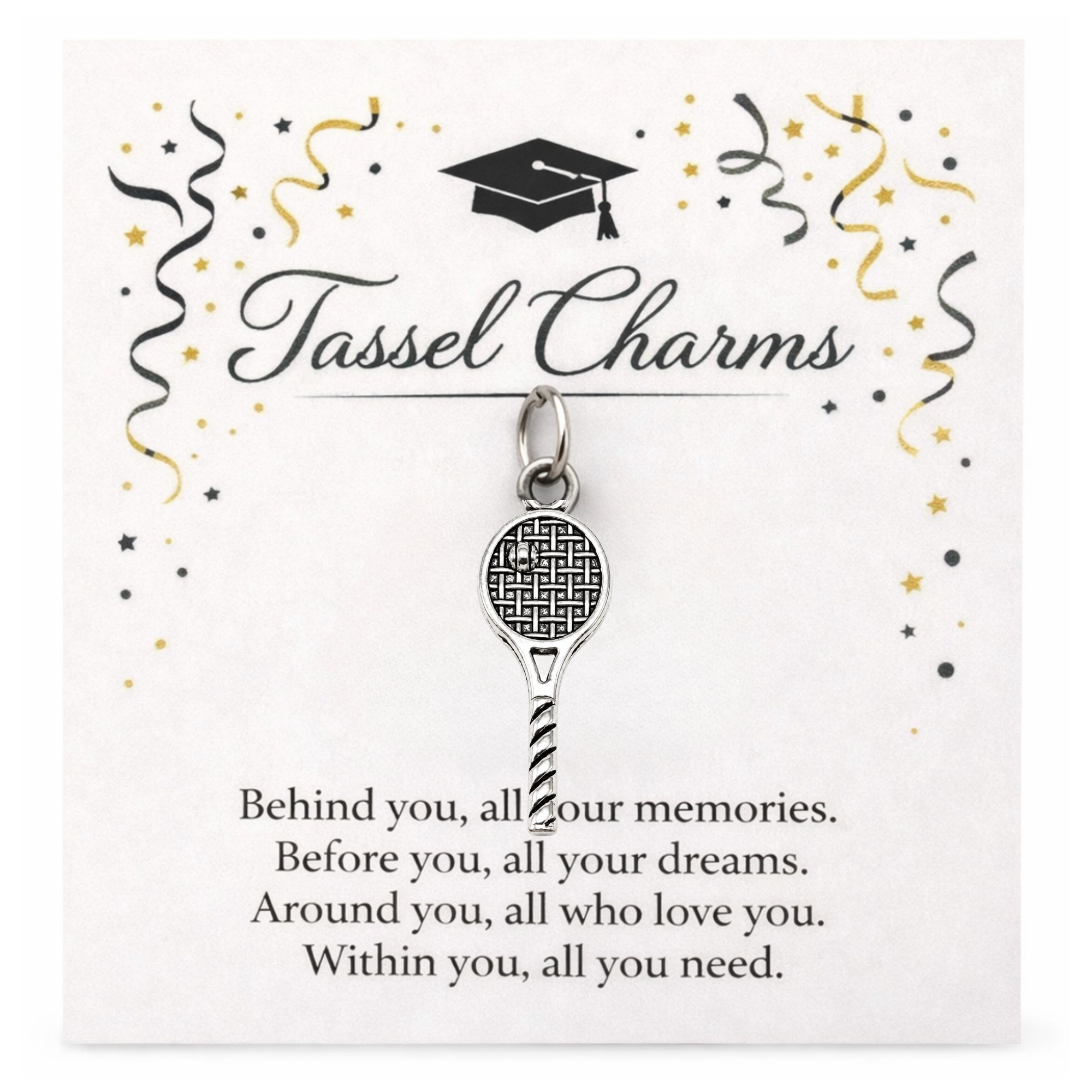 Tennis Graduation Tassel Charm