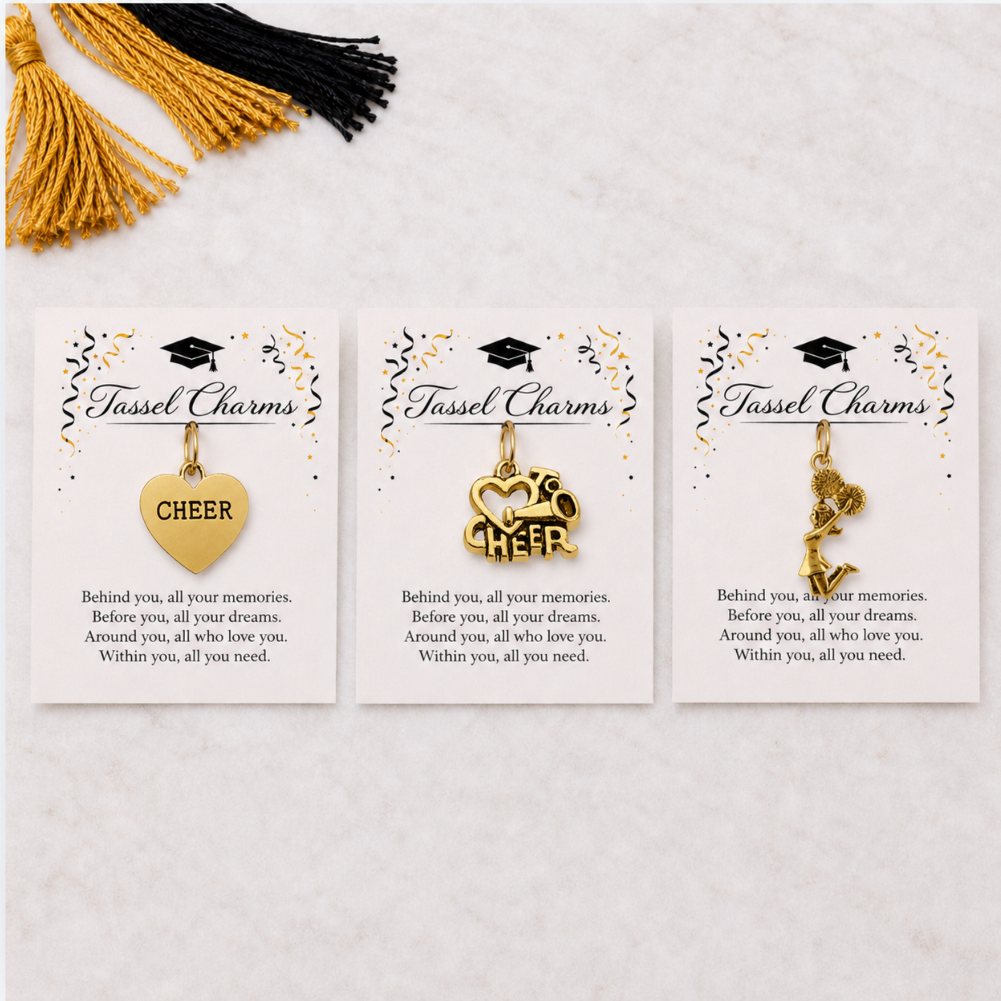 Cheer Gold Graduation Tassel Charm