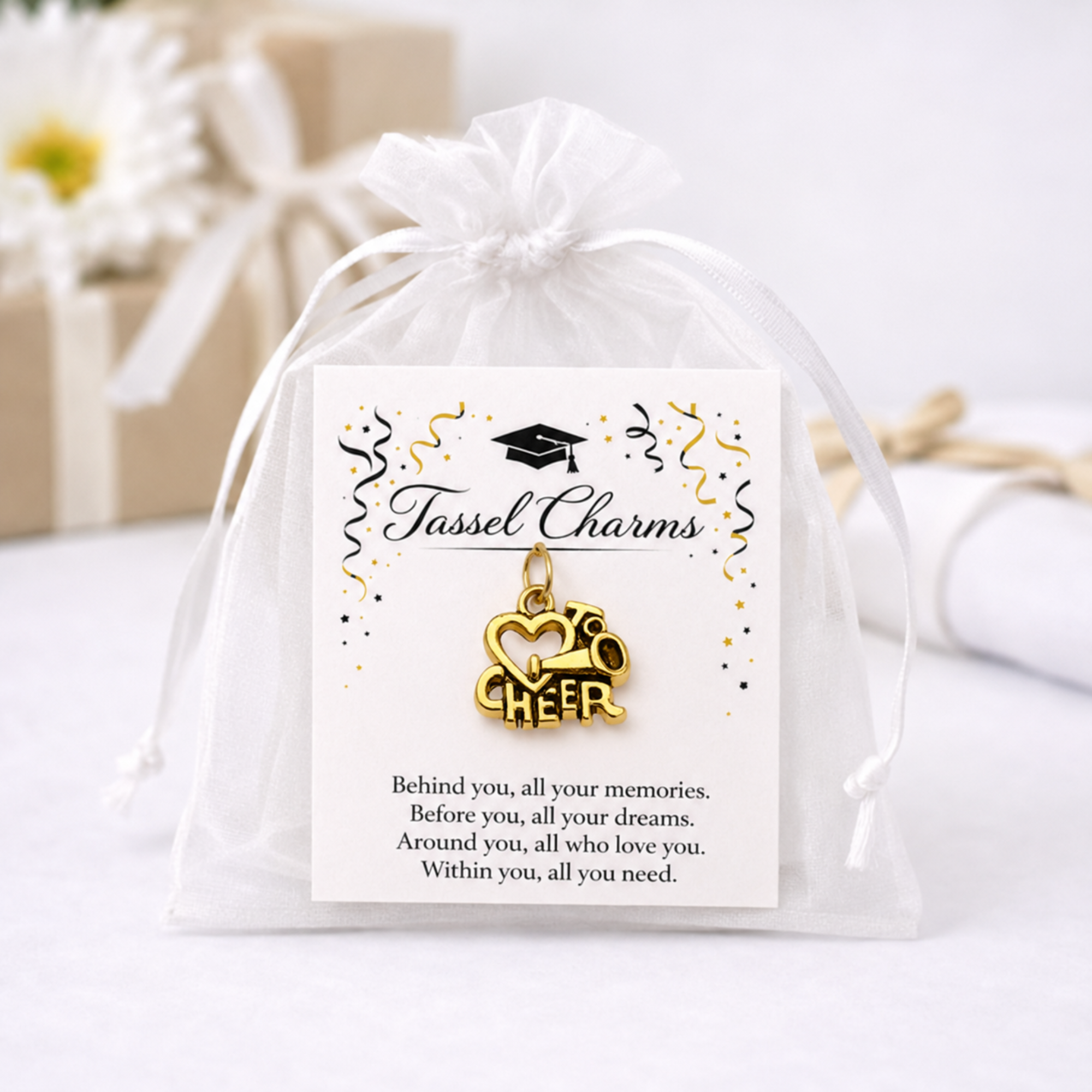 Cheer Gold Graduation Tassel Charm
