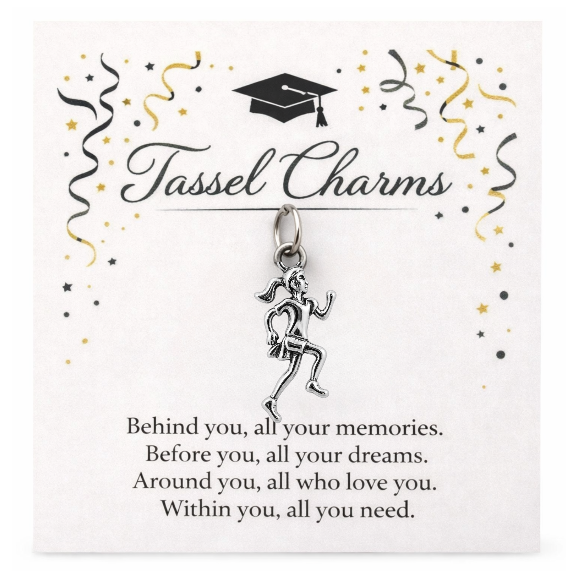 Flag Football Graduation Tassel Charm