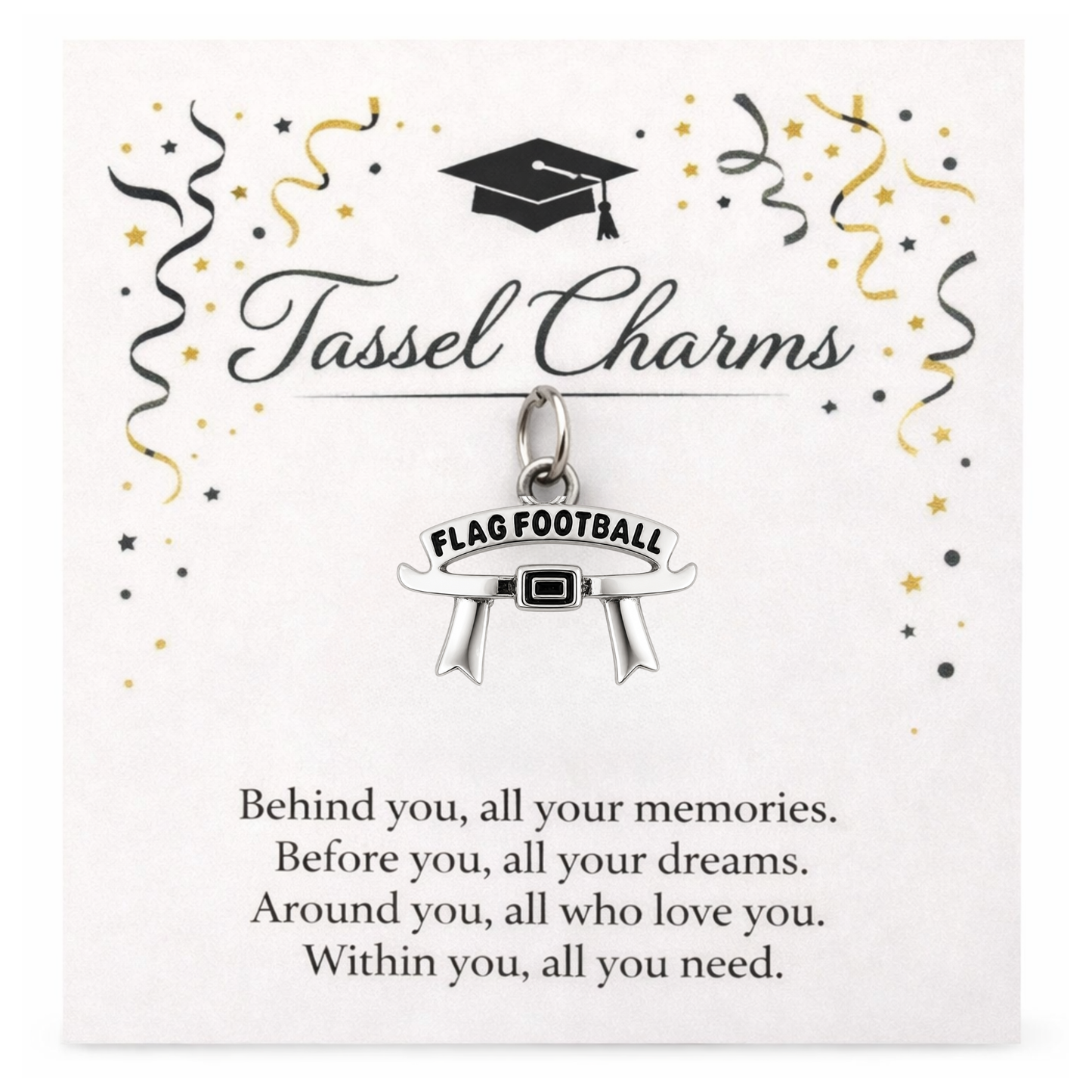 Flag Football Graduation Tassel Charm