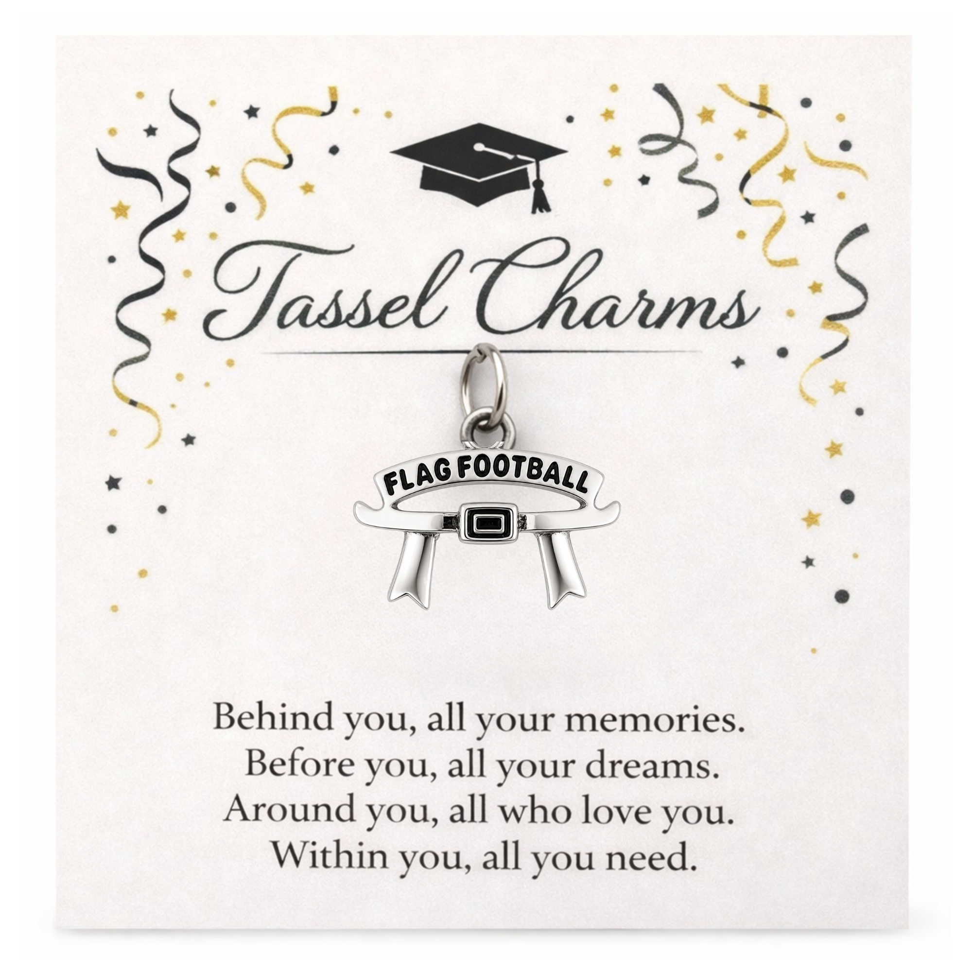 Flag Football Graduation Tassel Charm
