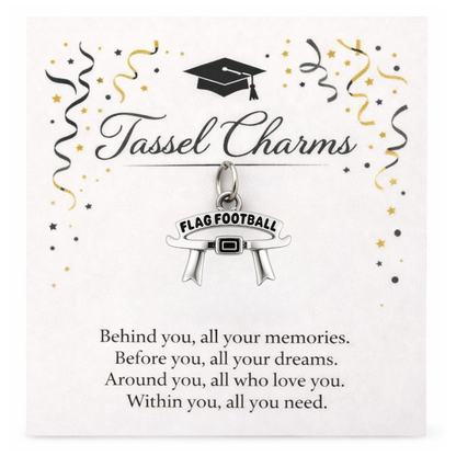 Flag Football Graduation Tassel Charm