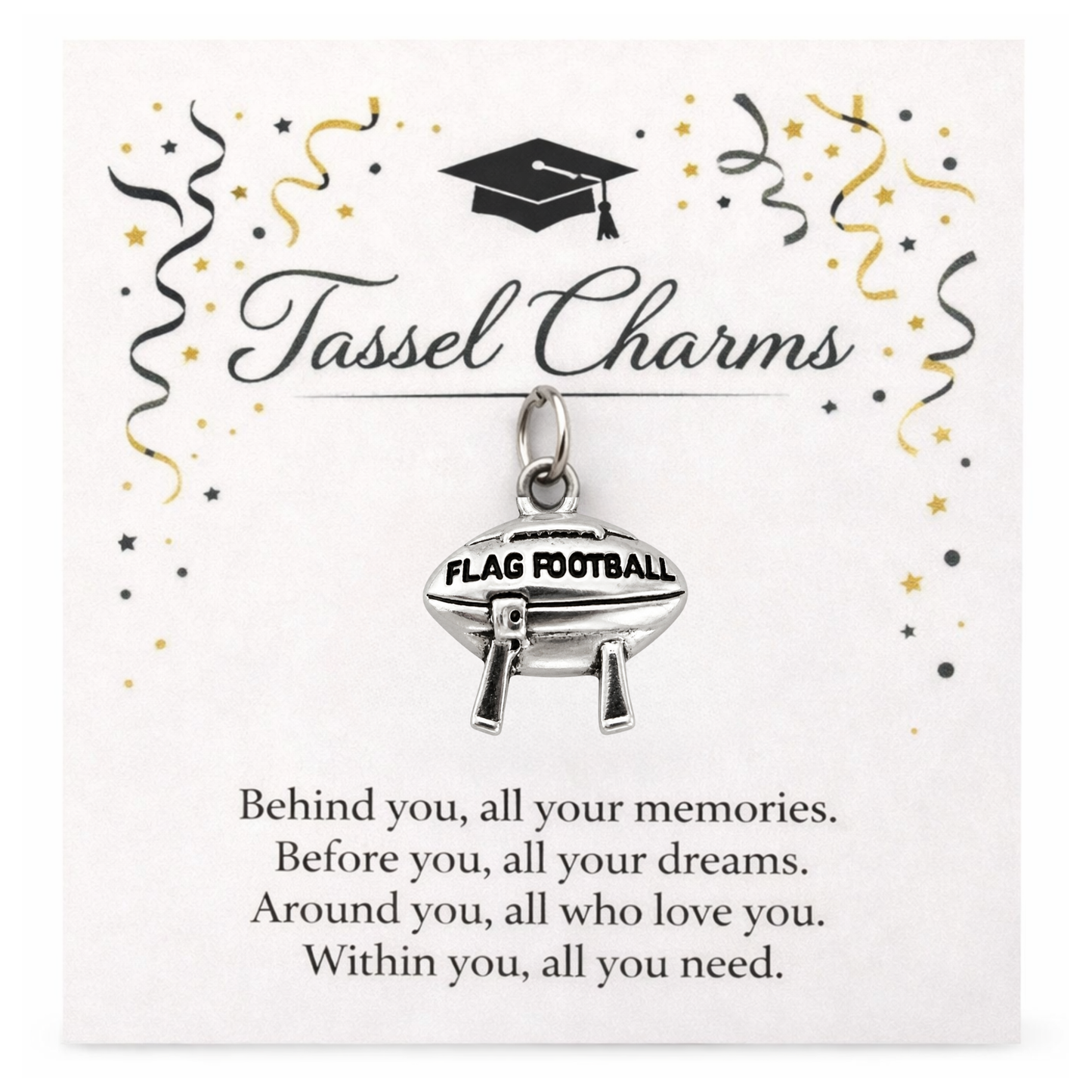 Flag Football Graduation Tassel Charm