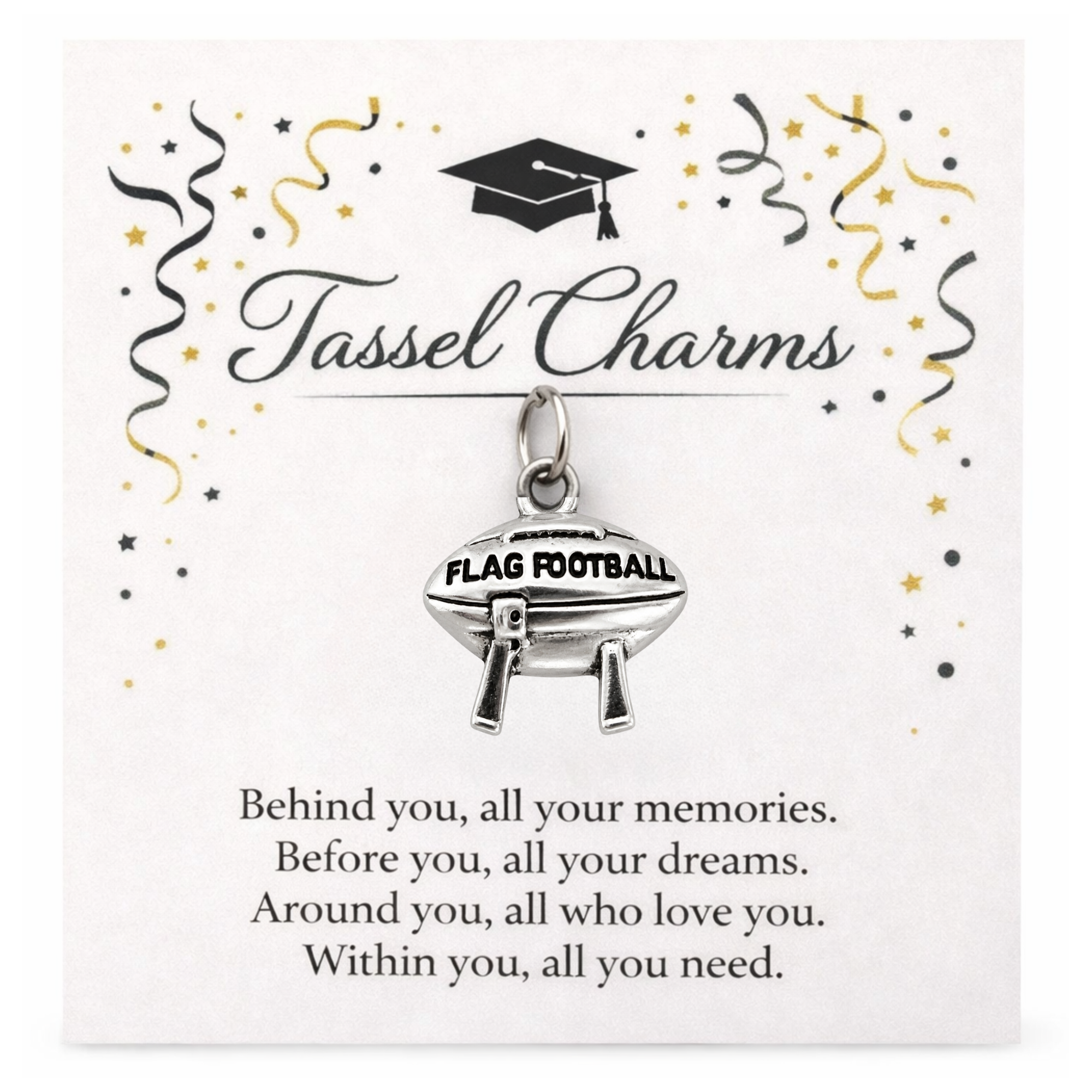 Flag Football Graduation Tassel Charm