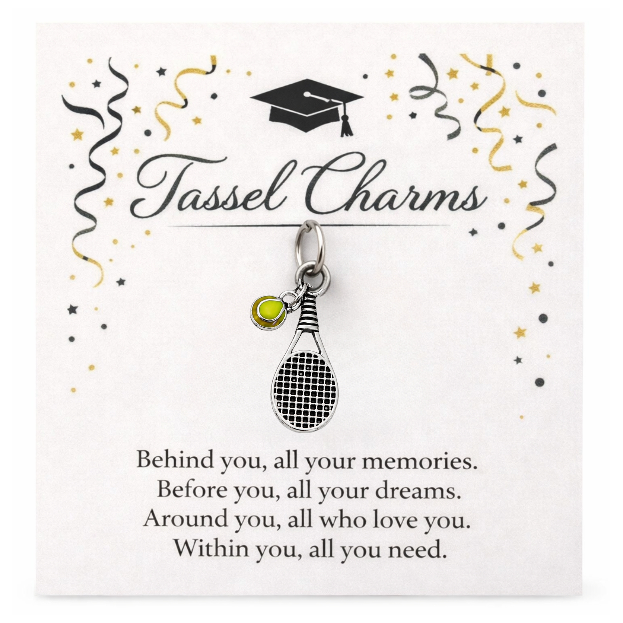 Tennis Graduation Tassel Charm