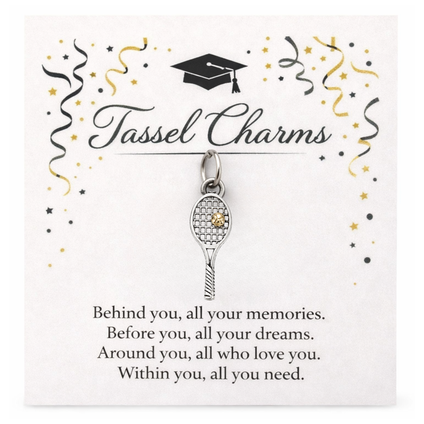 Tennis Graduation Tassel Charm