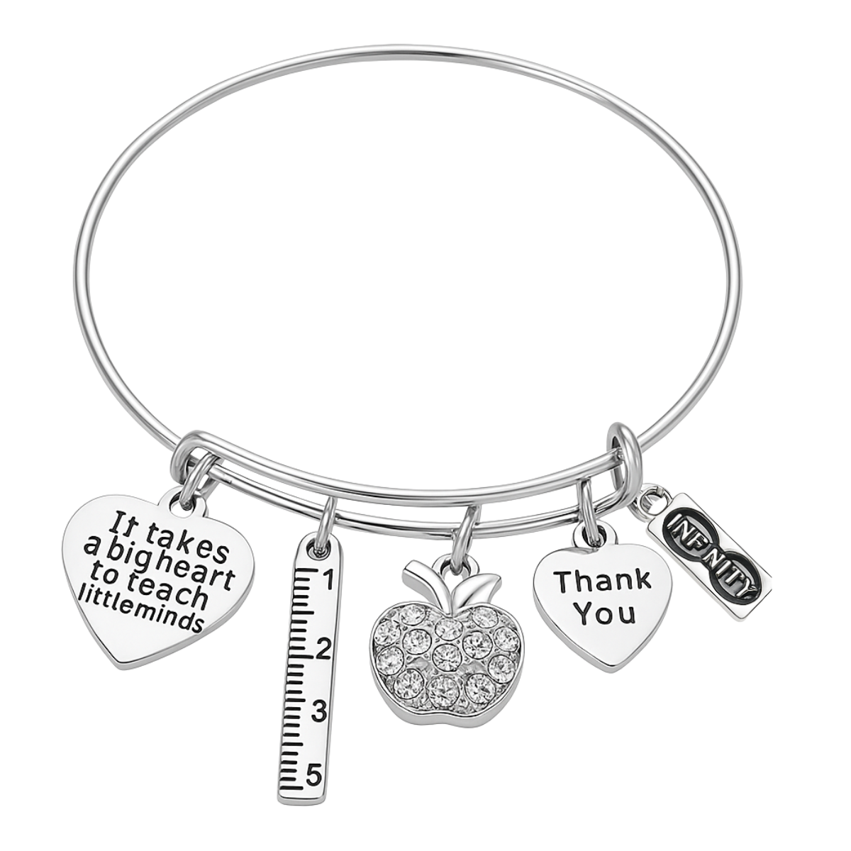 Teacher Big Heart Bangle Bracelet
