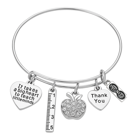 Teacher Big Heart Bangle Bracelet