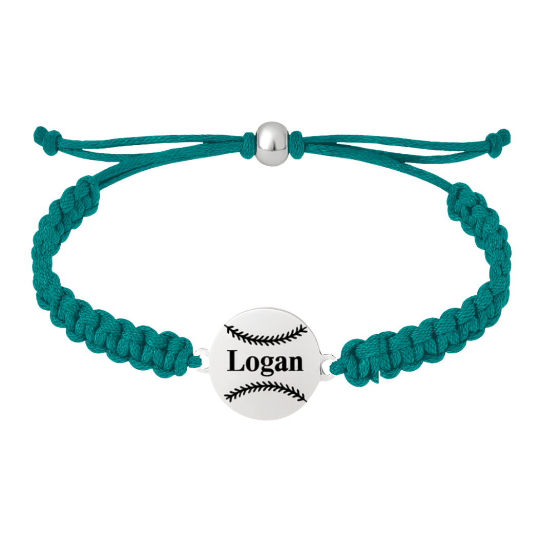 Personalized Baseball Stainless Steel Rope Bracelet - Pick Color