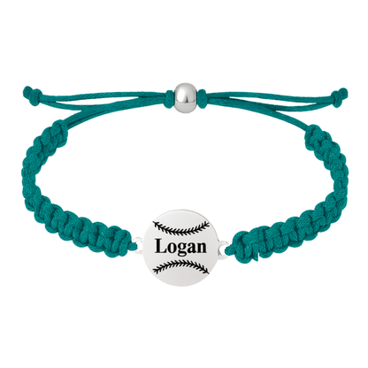 Personalized Baseball Stainless Steel Rope Bracelet - Pick Color