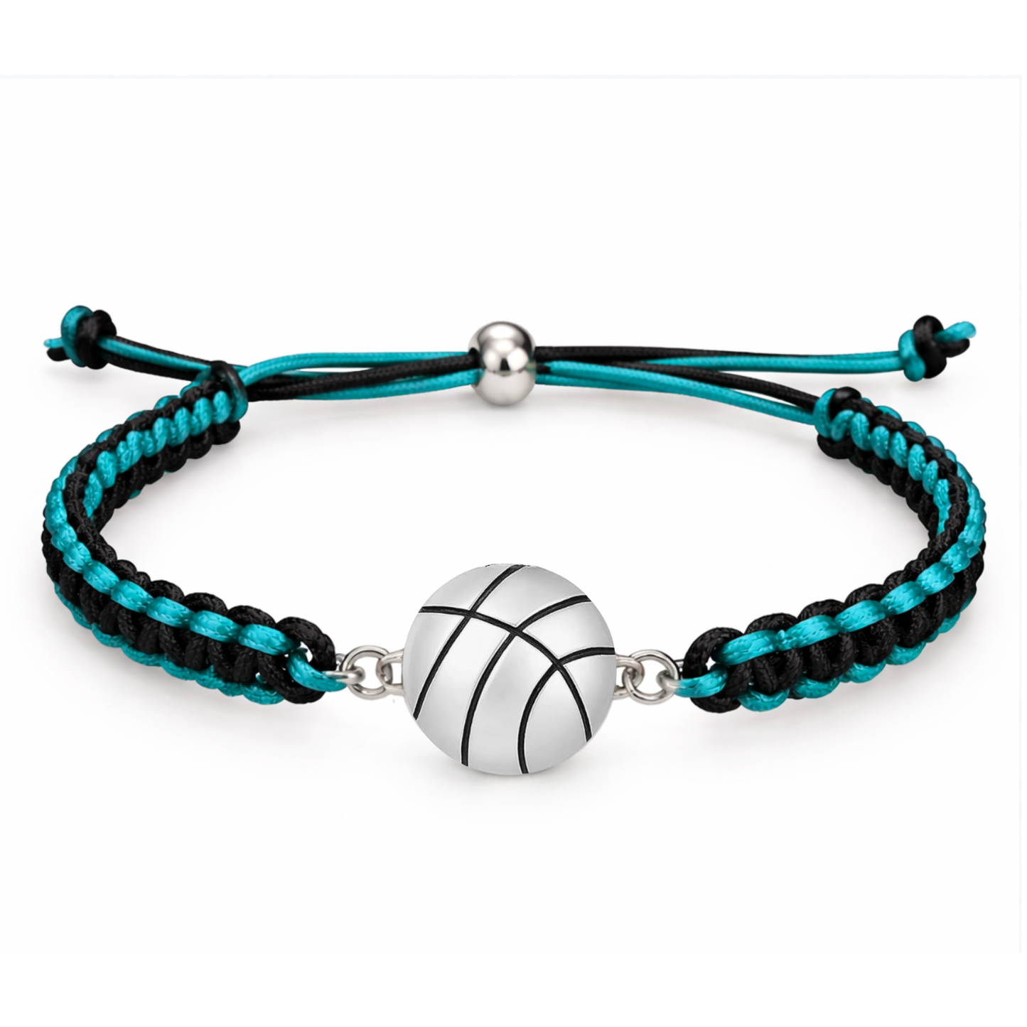 Multi Colored Silver Basketball Rope Bracelet - Pick Color