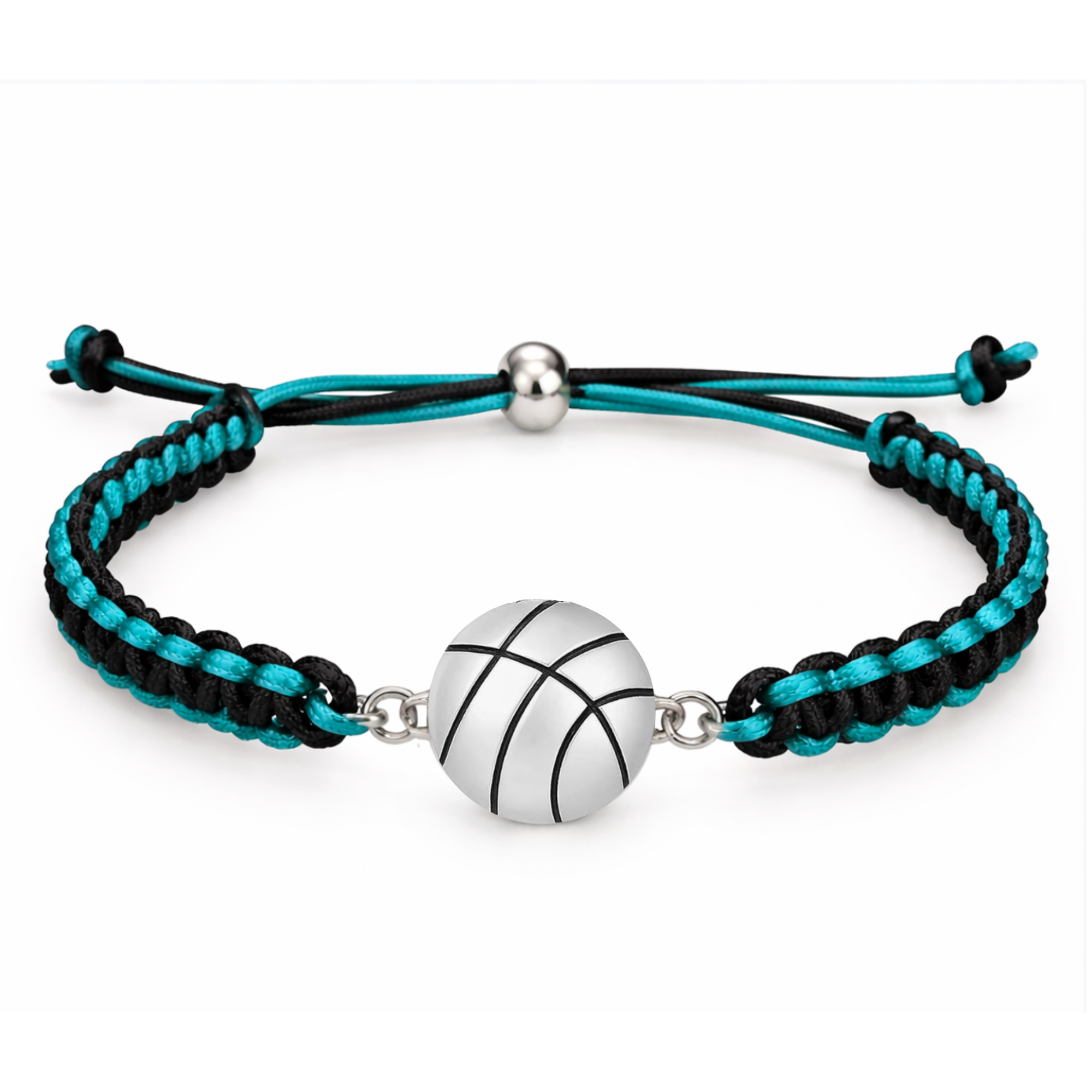 Multi Colored Silver Basketball Rope Bracelet - Pick Color