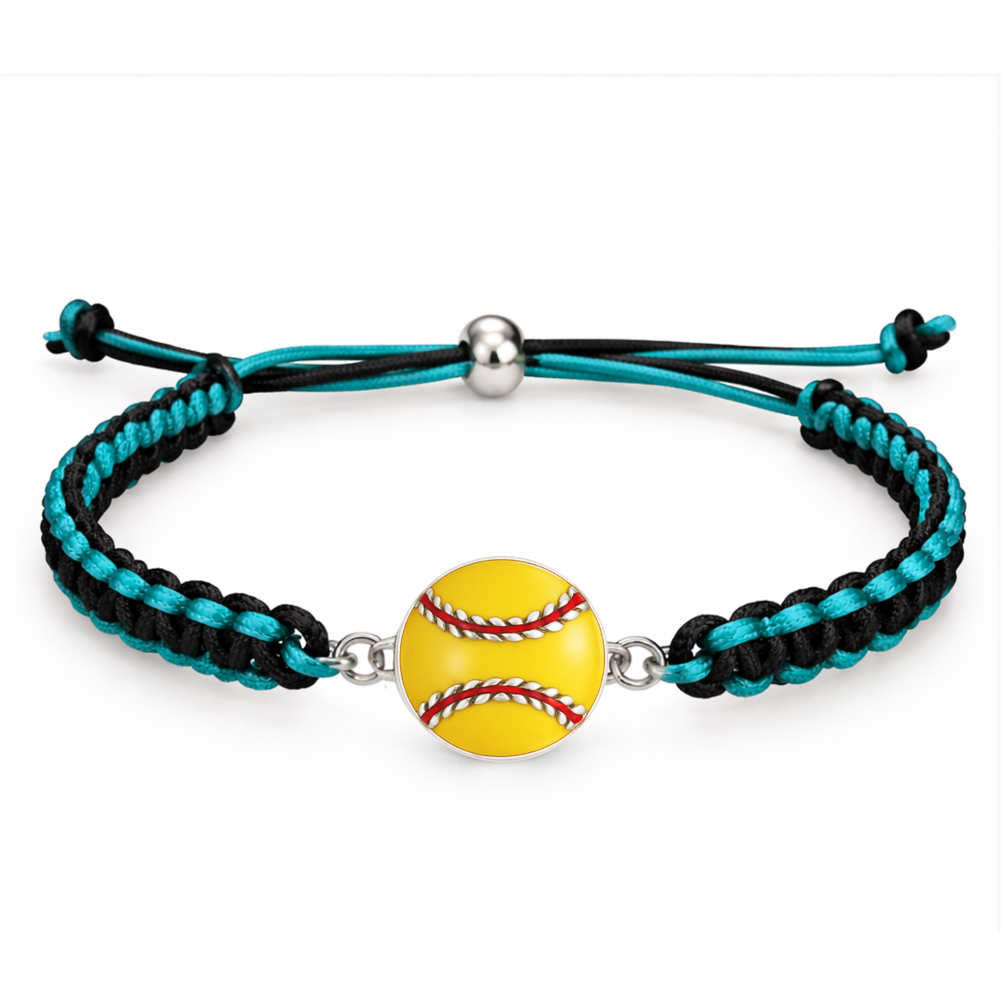 Multi Colored Yellow Softball Rope Bracelet - Pick Colors