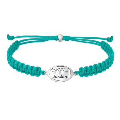 Personalized Engraved Football Rope Bracelet - Pick Color