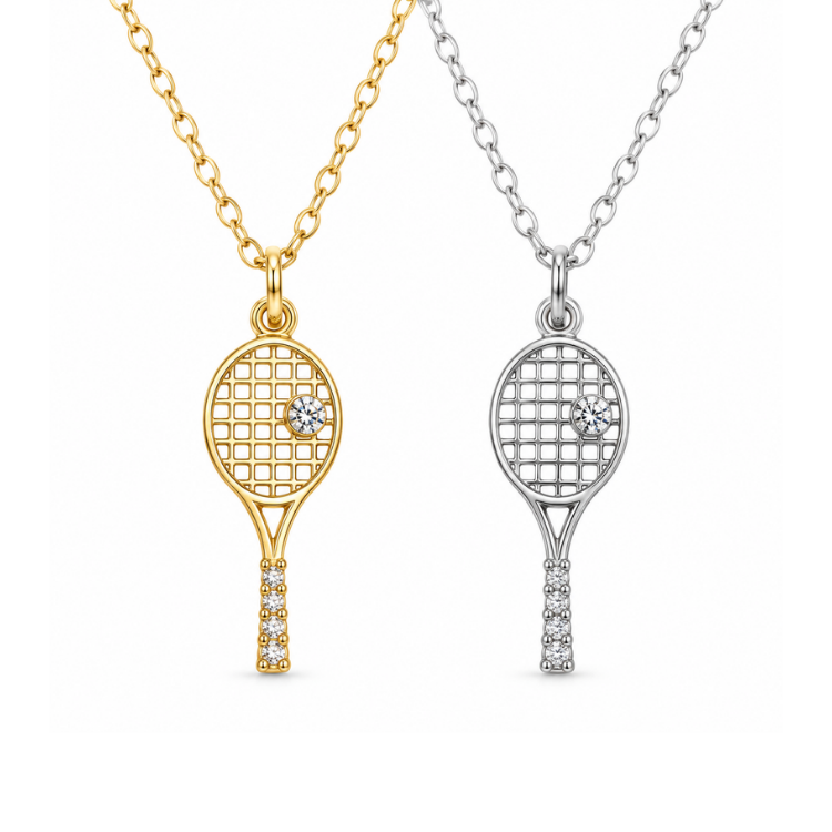 Tennis Racket Rhinestone Necklace