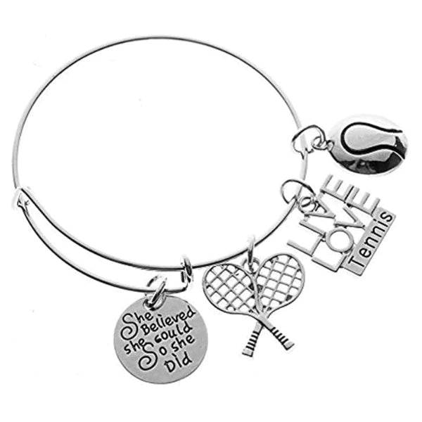 Tennis Charm Bracelet - She Believed She Could So She Did