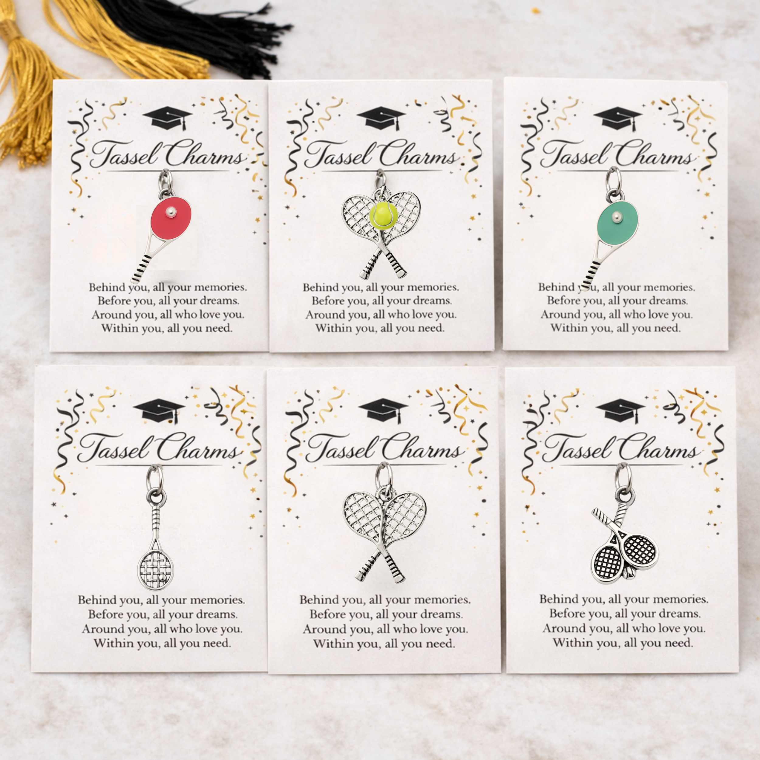Tennis Graduation Tassel Charm