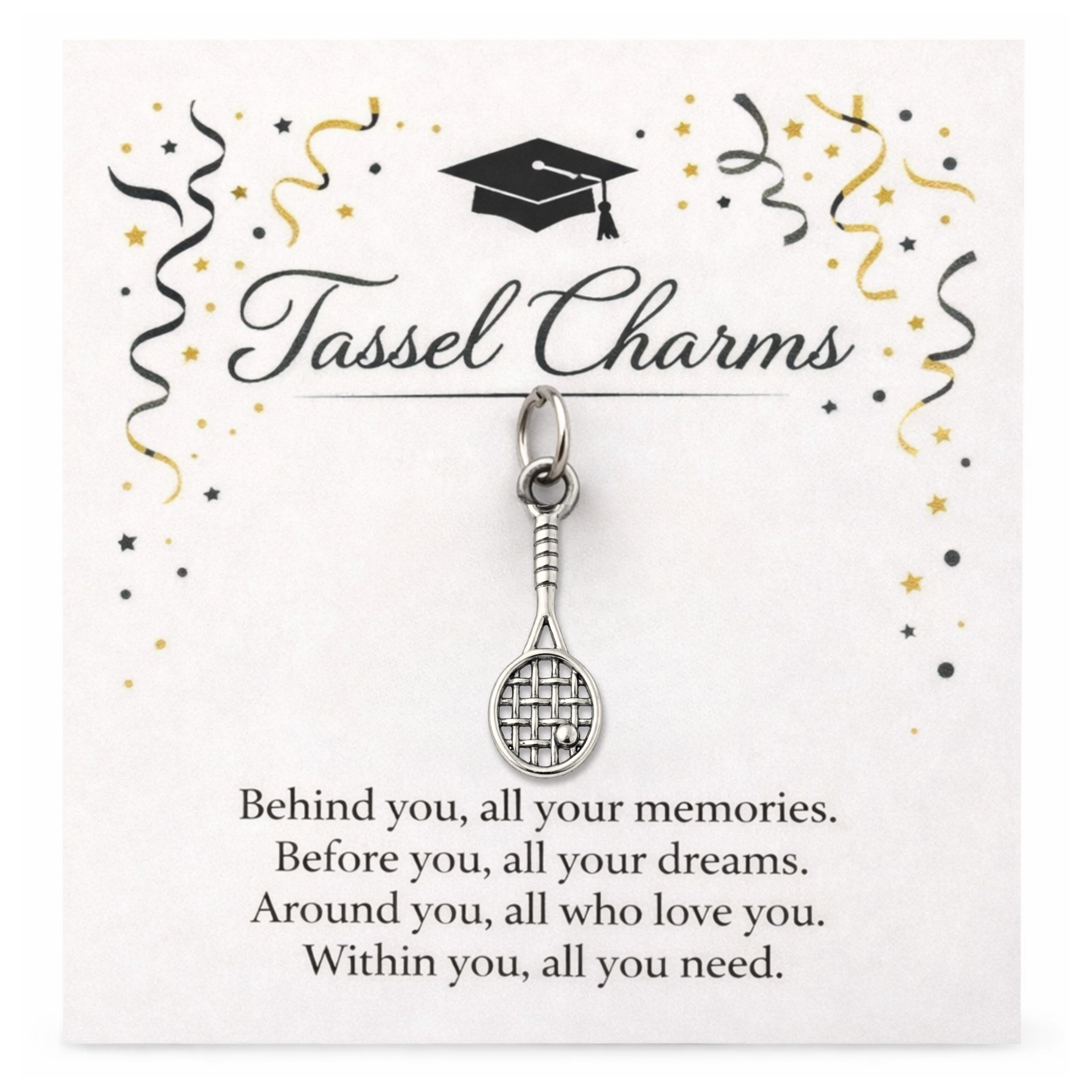 Tennis Graduation Tassel Charm