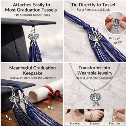 Tennis Graduation Tassel Charm