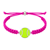 Hot pink tennis charm bracelet with vibrant rope and enamel tennis ball centerpiece