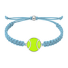 Light blue braided tennis rope bracelet with yellow-green tennis ball charm, great for girls or teams