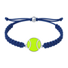 Navy blue tennis rope bracelet with lime green ball charm, perfect gift for tennis athletes