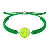 Green tennis bracelet with silver-tone adjustable clasp and bright tennis ball centerpiece