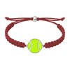 Maroon tennis bracelet with sporty green ball charm, perfect gift for tournaments and matches
