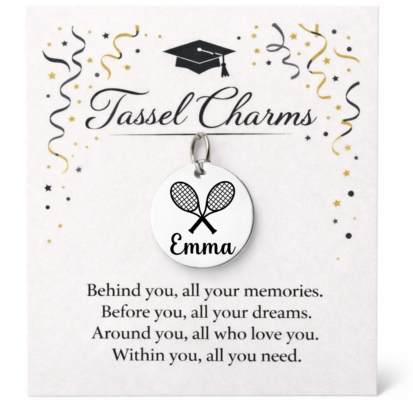 Tennis Engraved Tassel Charm