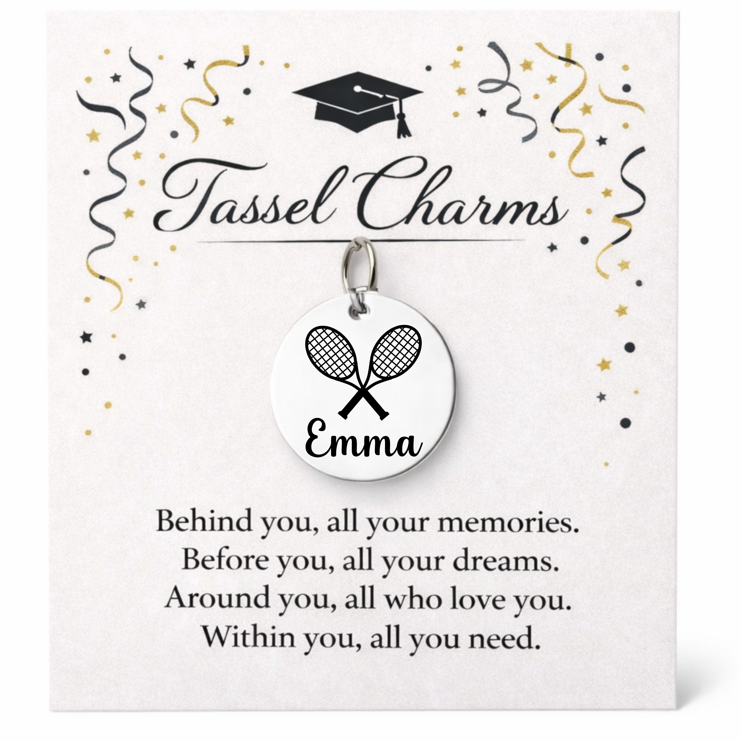 Tennis Engraved Tassel Charm