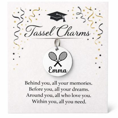 Tennis Engraved Tassel Charm