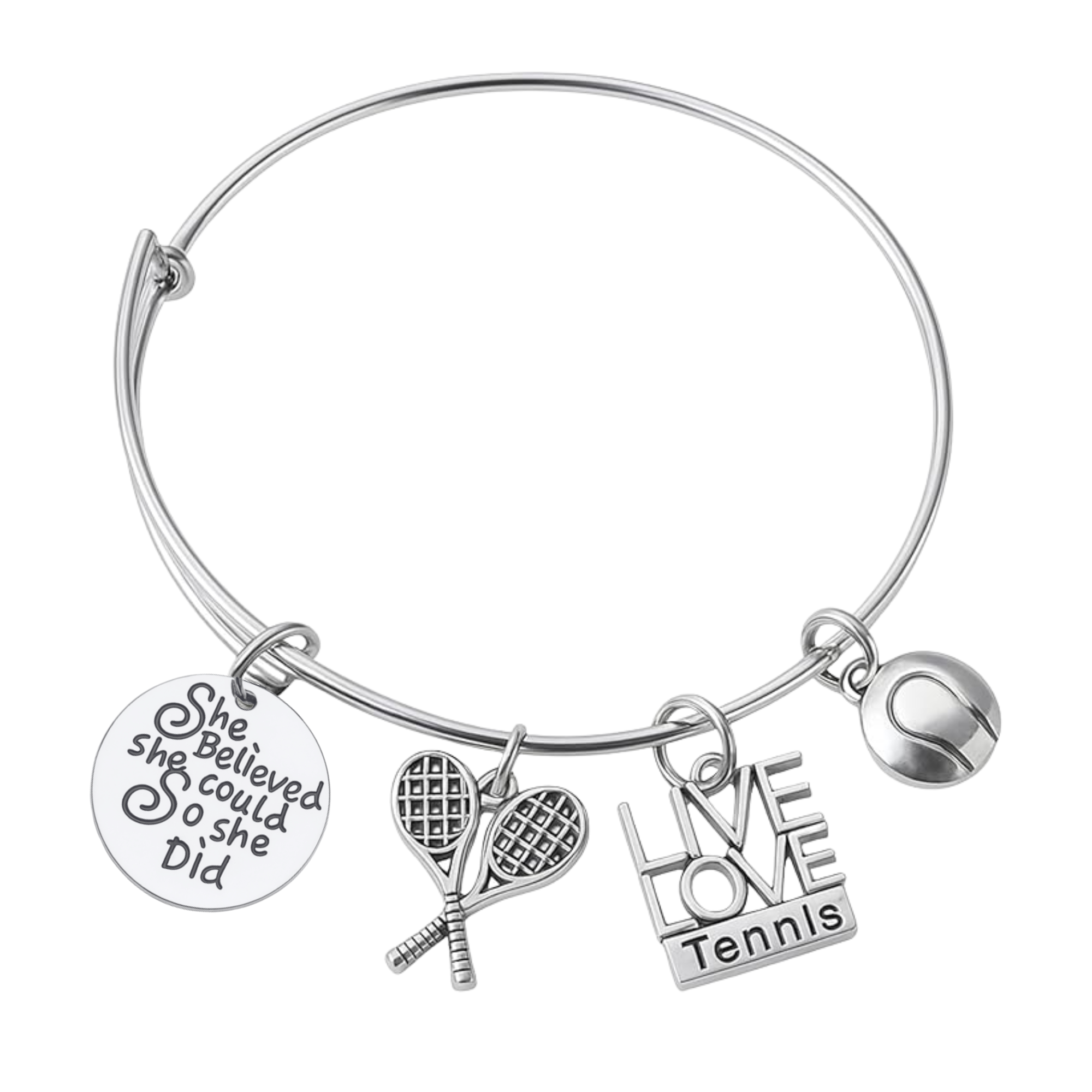 Tennis Charm Bracelet - She Believed She Could So She Did