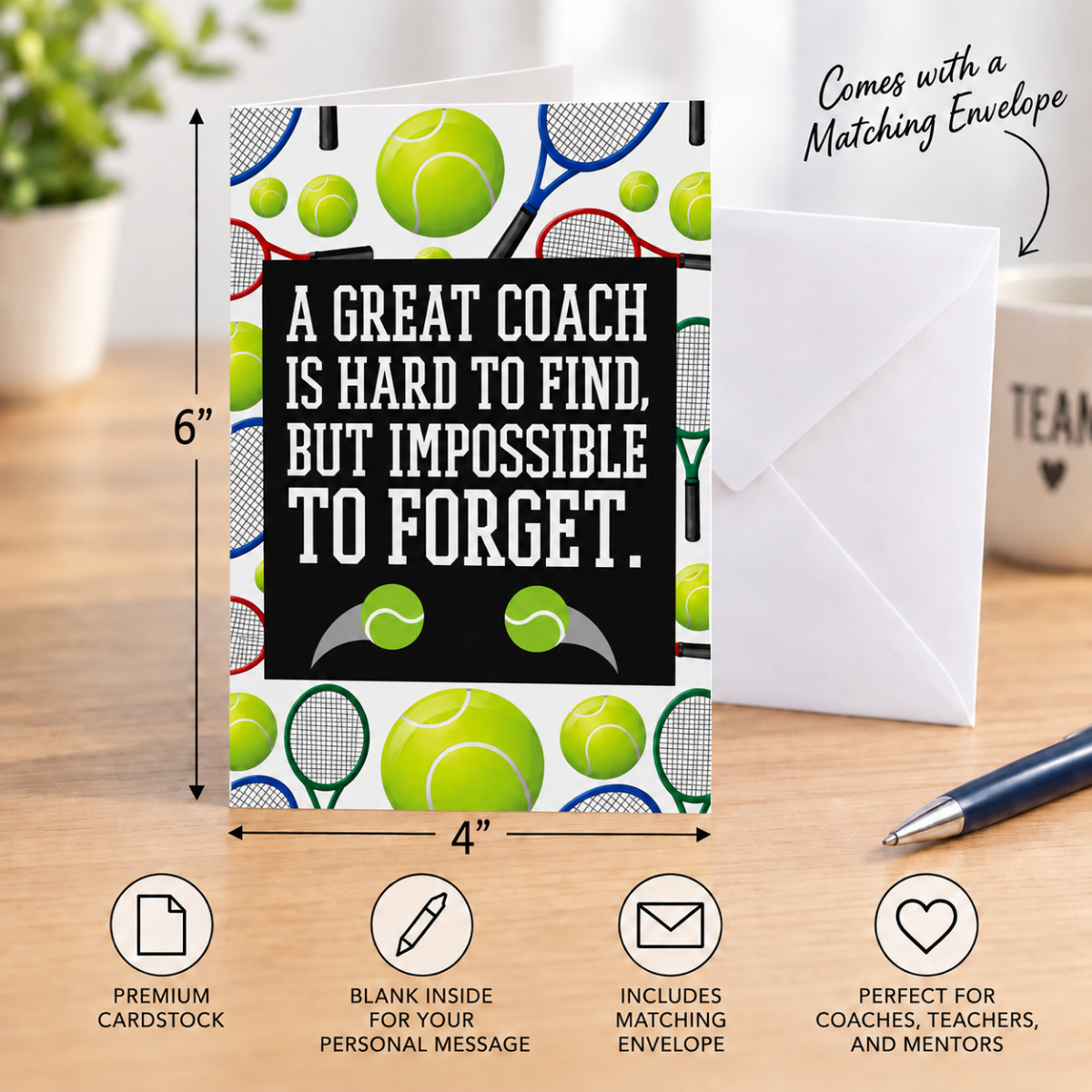 Tennis Coach Keychain & Card Set