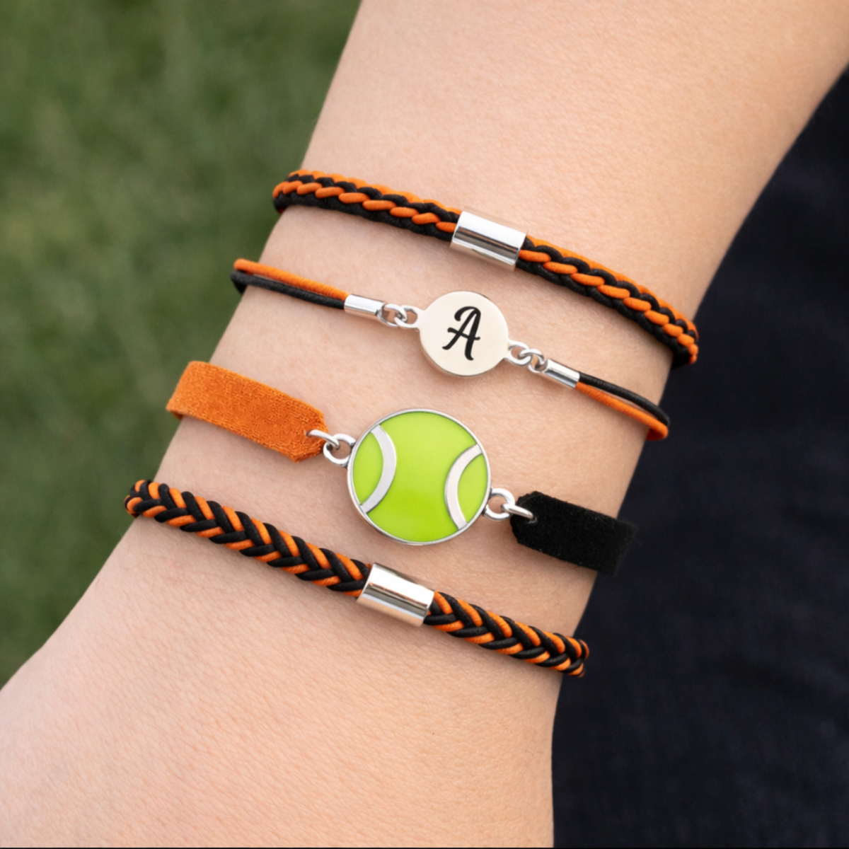 Personalized Tennis Hair Tie Bracelet Sets