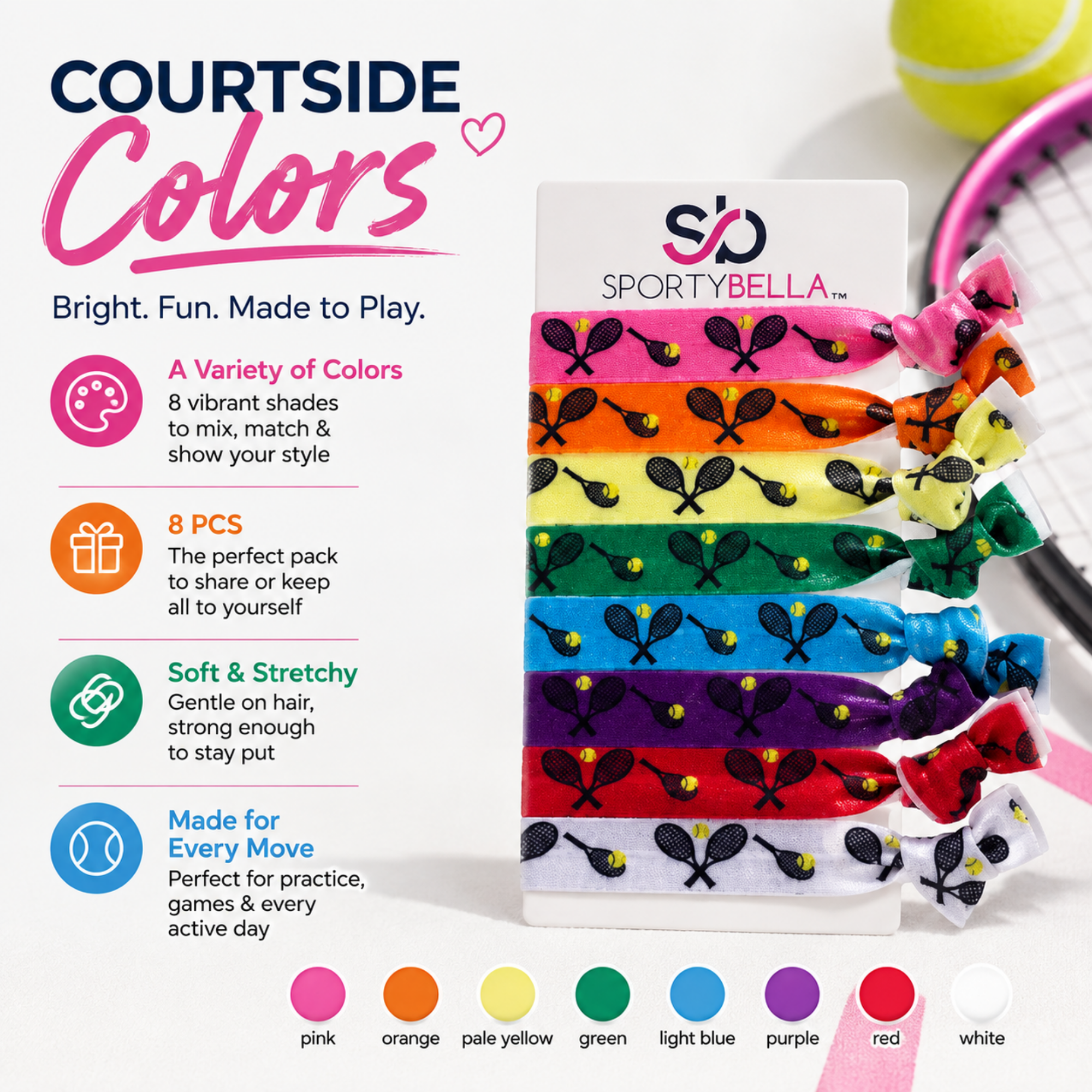 Tennis Hair Ties- Multi Colored